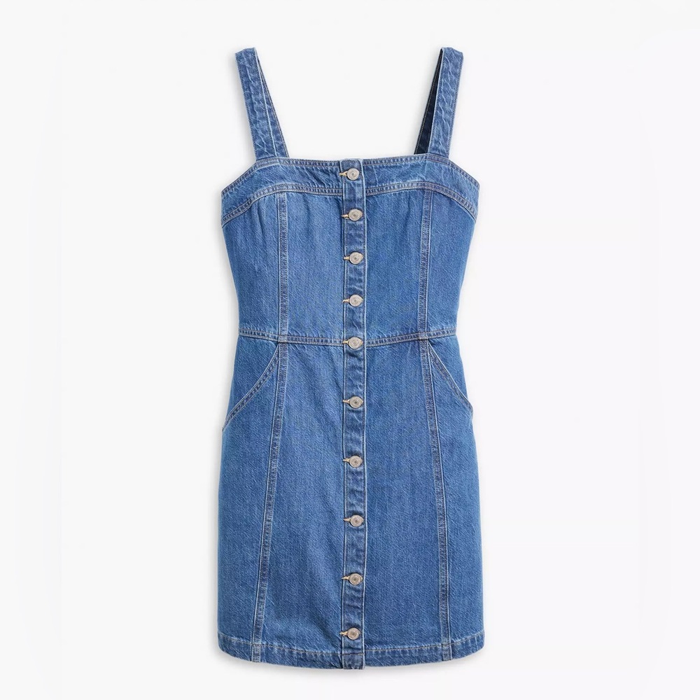 Levi’s Denim Mini Button Front Jean Dress Coastal Cowgirl Western Cottagecore - Picture 8 of 8